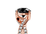 Rose gold Fancy Black Round Cut Solitaire Twist Pave Diamond Engagement Ring with Prong Setting_5