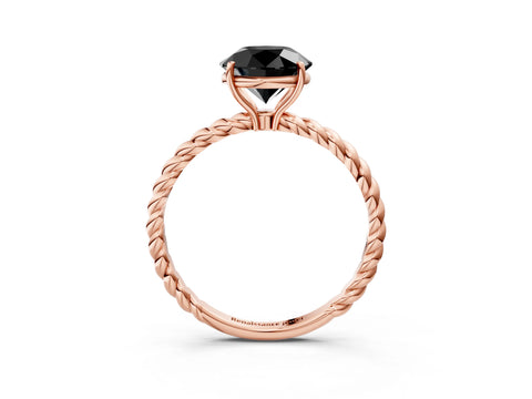 Rose gold Fancy Black Round Cut Solitaire Twisted Band 4-Prong Ring_3