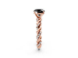 Rose gold Fancy Black Round Cut Solitaire Twisted Band with Pavé Accents and Four-Prong Setting_2