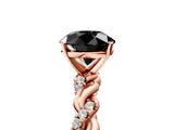 Rose gold Fancy Black Round Cut Solitaire Twisted Band with Pavé Accents and Four-Prong Setting_5