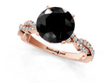 Rose gold Fancy Black Round Cut Solitaire Twisted Pave Band with Four-Prong Setting_4