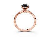Rose gold Fancy Black Round Cut Solitaire Twisted Pave Band with Four-Prong Setting_6