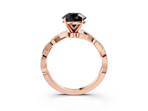 Rose gold Fancy Black Round Cut Solitaire Twisted Pave Band with Four-Prong Setting_6