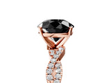 Rose gold Fancy Black Round Cut Solitaire Twisted Pave Band with Four-Prong Setting_8