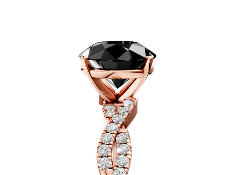 Rose gold Fancy Black Round Cut Solitaire Twisted Pave Band with Four-Prong Setting_8