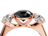 Rose gold Fancy Black Round Cut Three-Stone Diamond Ring with Prong Setting on a Classic Band_16