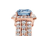 Rose gold Fancy Blue Asscher -Cut Halo Diamond Ring with Split Shank and Four-Prong Setting_55