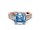 Rose gold Fancy Blue Asscher  Brilliant Cut Diamond Engagement Ring with Pavé Band and Four-Prong Setting_79