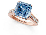 Rose gold Fancy Blue Asscher  Brilliant Cut Diamond Engagement Ring with Pavé Band and Four-Prong Setting_80
