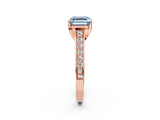 Rose gold Fancy Blue Asscher  Brilliant Cut Diamond Engagement Ring with Pavé Band and Four-Prong Setting_81