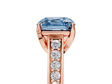 Rose gold Fancy Blue Asscher  Brilliant Cut Diamond Engagement Ring with Pavé Band and Four-Prong Setting_84