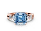 Rose gold Fancy Blue Asscher  Brilliant Cut Diamond Five-Stone Prong Set Engagement Ring with Channel Band_17