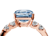 Rose gold Fancy Blue Asscher  Brilliant Cut Diamond Five-Stone Prong Set Engagement Ring with Channel Band_21
