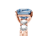 Rose gold Fancy Blue Asscher  Brilliant Cut Diamond Five-Stone Prong Set Engagement Ring with Channel Band_22