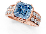 Rose gold Fancy Blue Asscher  Brilliant Diamond Channel Set Wide Band Ring with Bezel Setting_1
