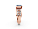 Rose gold Fancy Blue Asscher  Brilliant Diamond Channel Set Wide Band Ring with Bezel Setting_2