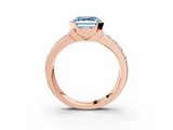 Rose gold Fancy Blue Asscher  Brilliant Diamond Channel Set Wide Band Ring with Bezel Setting_3