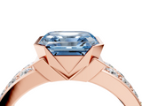 Rose gold Fancy Blue Asscher  Brilliant Diamond Channel Set Wide Band Ring with Bezel Setting_4