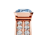 Rose gold Fancy Blue Asscher  Brilliant Diamond Channel Set Wide Band Ring with Bezel Setting_5