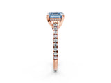 Rose gold Fancy Blue Asscher  Brilliant Diamond Solitaire with Pavé Band and Four-Prong Setting 2