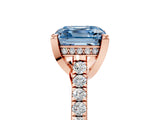 Rose gold Fancy Blue Asscher  Brilliant Diamond Solitaire with Pavé Band and Four-Prong Setting 5