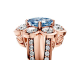 Rose gold Fancy Blue Asscher  Brilliant Flower Halo Diamond Split Shank Ring_34