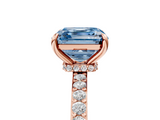Rose gold Fancy Blue Asscher  Brilliant Pavé Band Solitaire with Four-Prong Setting_56