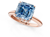 Rose gold Fancy Blue Asscher  Brilliant Solitaire Engagement Ring with Six-Prong Setting and Classic Band_19