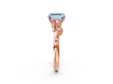 Rose gold Fancy Blue Asscher  Brilliant Solitaire with Leaf Motif Band and Four-Prong Setting_2