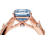 Rose gold Fancy Blue Asscher  Brilliant Solitaire with Leaf Motif Band and Four-Prong Setting_4