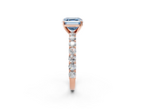 Rose gold Fancy Blue Asscher  Brilliant Solitaire with Pavé Band and Four-Prong Setting_2