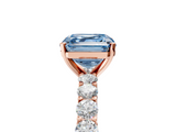 Rose gold Fancy Blue Asscher  Brilliant Solitaire with Pavé Band and Four-Prong Setting_5