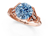 Rose gold Fancy Blue Asscher  Brilliant Solitaire with Pave Band and Four-Prong Setting_1