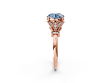 Rose gold Fancy Blue Asscher  Brilliant Solitaire with Pave Band and Four-Prong Setting_2