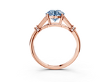 Rose gold Fancy Blue Asscher  Brilliant Solitaire with Pave Band and Four-Prong Setting_3