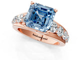 Rose gold Fancy Blue Asscher  Brilliant Solitaire with Side Stones on a Pave Band and Four-Prong Setting_25