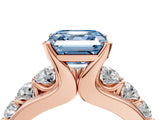 Rose gold Fancy Blue Asscher  Brilliant Solitaire with Side Stones on a Pave Band and Four-Prong Setting_28