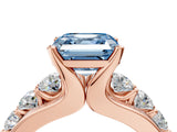 Rose gold Fancy Blue Asscher  Brilliant Solitaire with Side Stones on a Pave Band and Four-Prong Setting_33