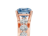 Rose gold Fancy Blue Asscher  Brilliant Solitaire with Side Stones on a Pave Band and Four-Prong Setting_34