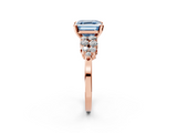 Rose gold Fancy Blue Asscher  Cluster Diamond Engagement Ring with Pavé Band and Four-Prong Setting_18