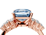Rose gold Fancy Blue Asscher  Cluster Diamond Engagement Ring with Pavé Band and Four-Prong Setting_20