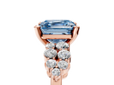 Rose gold Fancy Blue Asscher  Cluster Diamond Engagement Ring with Pavé Band and Four-Prong Setting_21