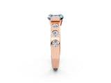Rose gold Fancy Blue Asscher Cut Brilliant Channel-Set Diamond Ring with Bezel Prong Setting_2