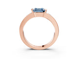 Rose gold Fancy Blue Asscher Cut Brilliant Channel-Set Diamond Ring with Bezel Prong Setting_3