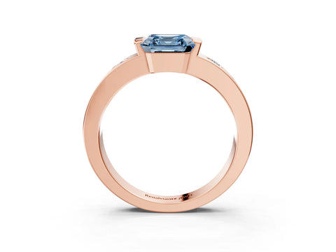 Rose gold Fancy Blue Asscher Cut Brilliant Channel-Set Diamond Ring with Bezel Prong Setting_3