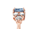 Rose gold Fancy Blue Asscher Cut Brilliant Diamond Cluster Accent Solitaire Ring with Prong Setting_5