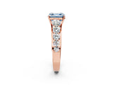 Rose gold Fancy Blue Asscher Cut Brilliant Diamond Pavé Band with Six-Prong Setting_14