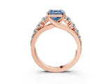Rose gold Fancy Blue Asscher Cut Brilliant Diamond Pavé Band with Six-Prong Setting_15