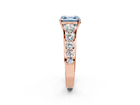 Rose gold Fancy Blue Asscher Cut Brilliant Diamond Pavé Band with Six-Prong Setting_2
