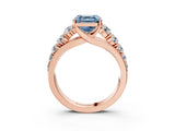 Rose gold Fancy Blue Asscher Cut Brilliant Diamond Pavé Band with Six-Prong Setting_3